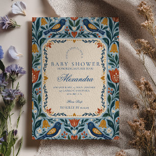 Charming Nordic Folk Art Baby Shower Invitation