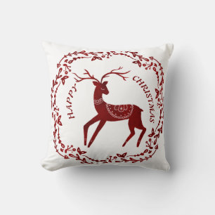 Charming Nordic inspired Christmas reindeer. Edit Cushion