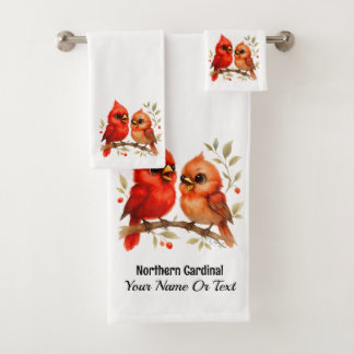 Charming Northern Cardinal Bath Towel Set