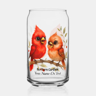 Charming Northern Cardinal Glass