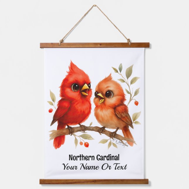 Charming Northern Cardinal  Hanging Tapestry (Front)