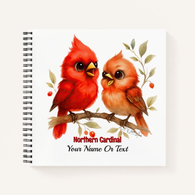 Charming Northern Cardinal Notebook (Front)