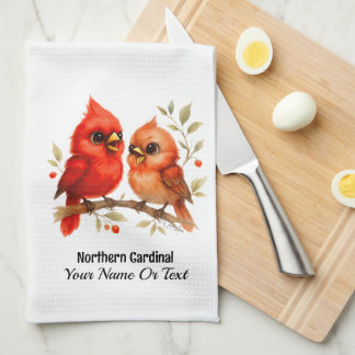 Charming Northern Cardinal Tea Towel