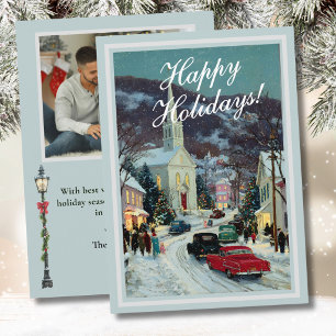 Charming Nostalgic Happy Holiday Photo Card