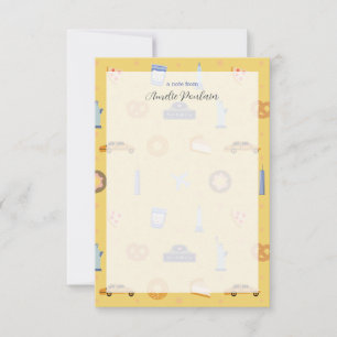 Charming NYC Pattern Yellow Custom Name Thank You Card