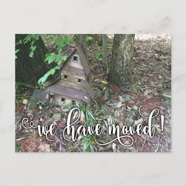 Charming Old Birdhouse Photo "We've Moved" Notice Announcement Postcard (Front)