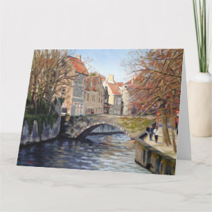 Charming Old Bridge Over Canal in Scenic Bruges Card