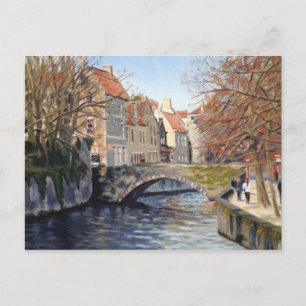 Charming Old Bridge Over Canal in Scenic Bruges  Postcard
