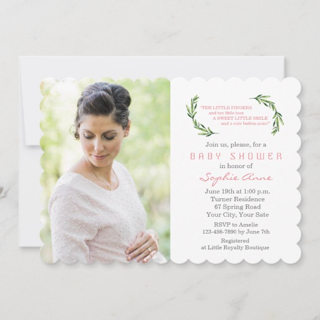 Charming Olive Branches Photo Baby Shower Invitation (Front)