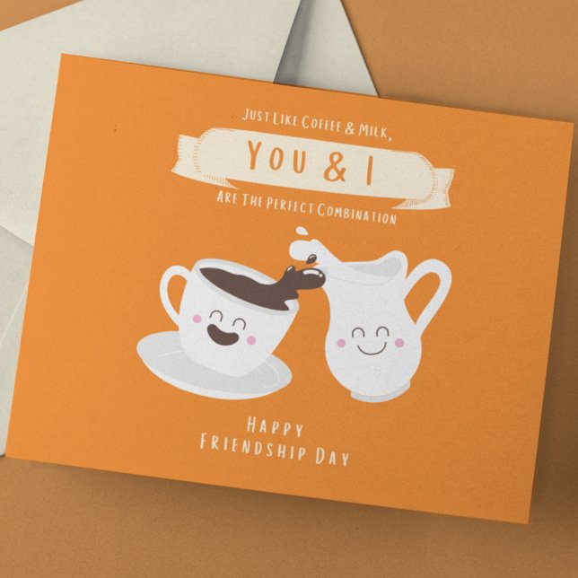 Charming Orange and White Coffee and Milk Postcard (Creator Uploaded)