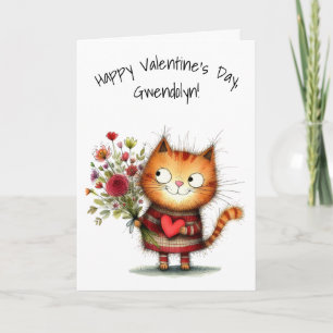 Charming Orange Kitty Cat Happy Valentine's Day Card