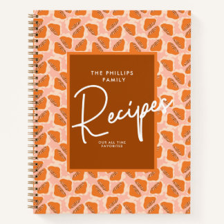 Charming Orange Mushroom patten Personalise Name Notebook