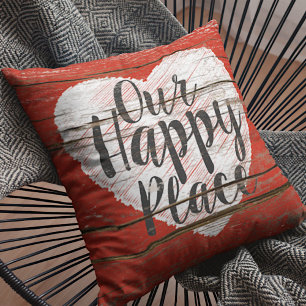Charming Our Happy Place Quote Heart Cushion