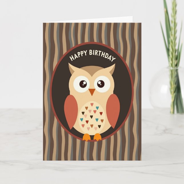 Charming Owl Birthday Card (Front)