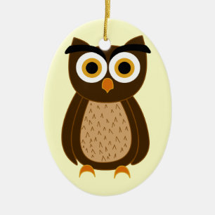Charming Owl Illustration Ceramic Tree Decoration