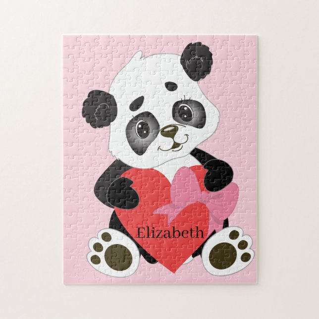 Charming Panda with Heart for All Ages Jigsaw Puzzle (Vertical)