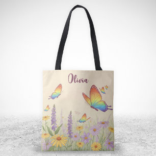 Charming Pastel Butterfly Meadow Tote Bag