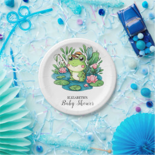 Charming Pastel Frog Baby Shower Paper Plate