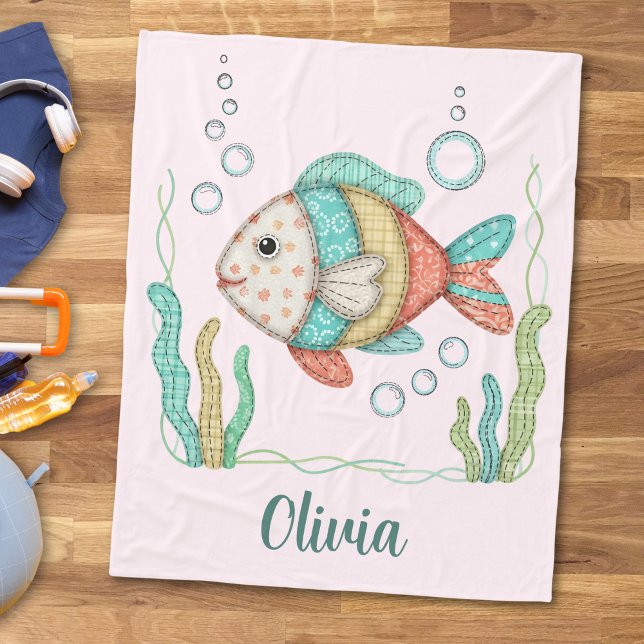 Charming Patchwork Fish Fleece Blanket (Creator Uploaded)