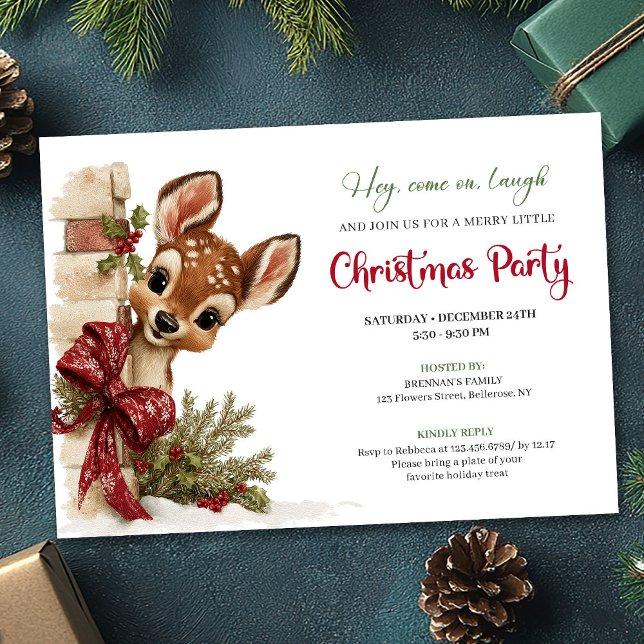 Charming peeking reindeer editable invite download (Charming peeking reindeer editable invite download)