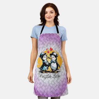Charming Penguin Couple Apron