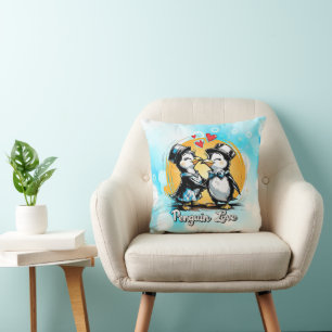 Charming Penguin Couple Cushion