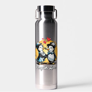 Charming Penguin Couple Water Bottle