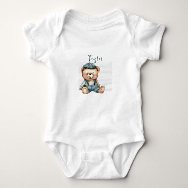 Charming Personalised Bear Baby Bodysuit (Front)