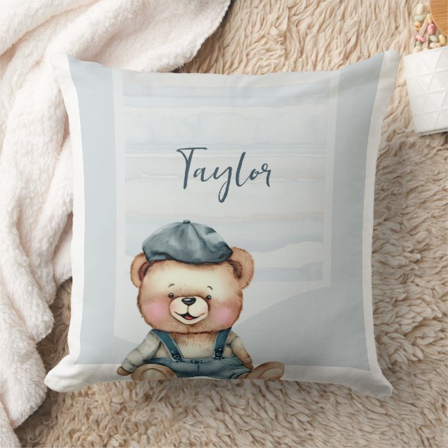 Charming Personalised Bear Throw Pillow (Blanket)