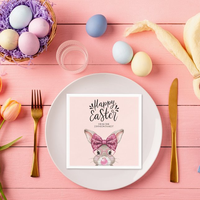 Charming Personalised Easter Napkins (Personalized Happy Easter Napkins)