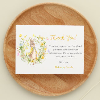 Charming Peter Rabbit Baby Shower  Thank You Card