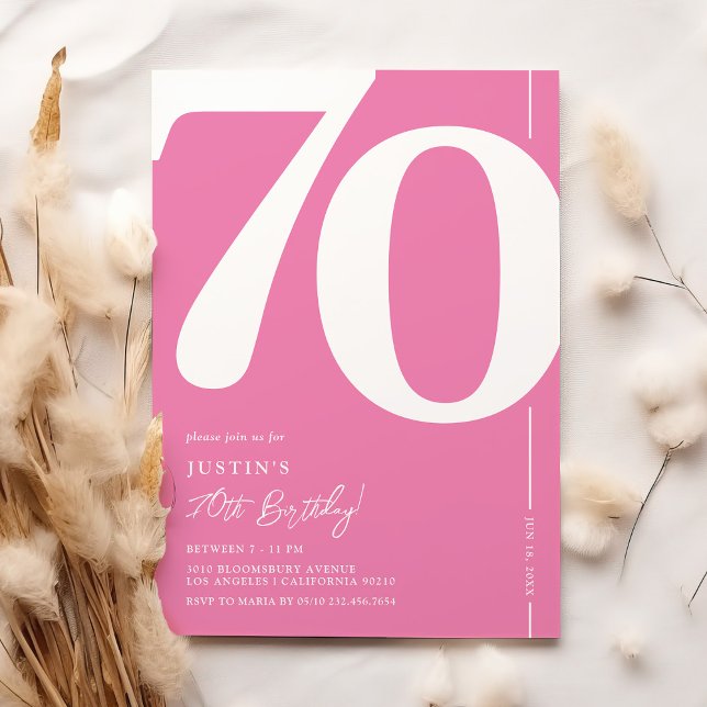 Charming Pink 70th Birthday Invitation (Creator Uploaded)