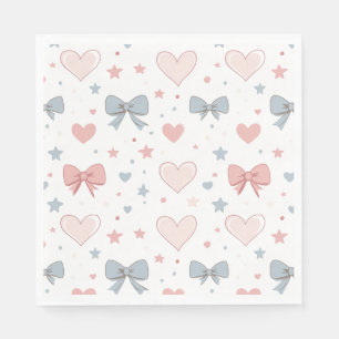 Charming Pink and Blue Pastel Bow Pattern Napkin