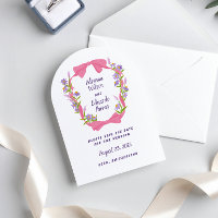 Charming Pink Bow Lilac Wildflowers Crest