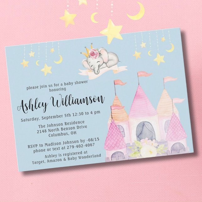 Charming Pink Castle Princess Girl  Baby Shower Invitation (Creator Uploaded)