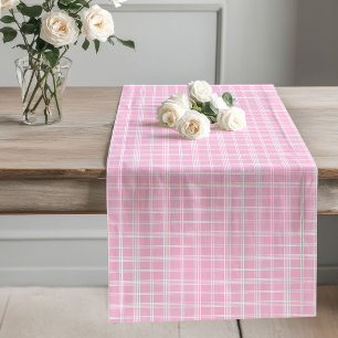 Charming Pink Checkered Table Runner Cozy Decor