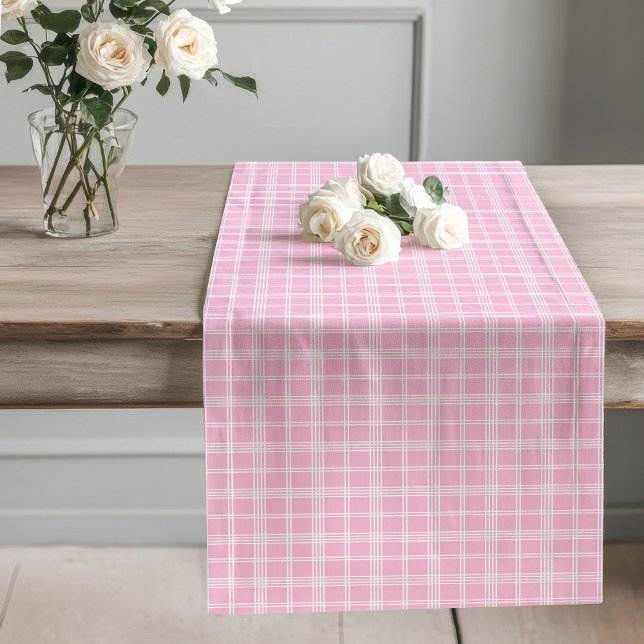 Charming Pink Chequered Table Runner Cosy Decor (Charming Pink Checkered Table Runner Cozy Decor)
