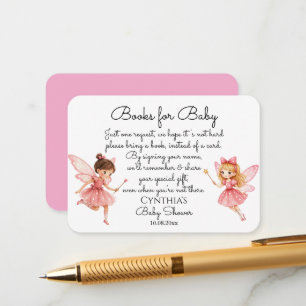Charming Pink Fairies Books for Baby Shower Enclosure Card
