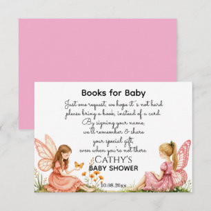 Charming Pink Fairies Books for Baby Shower Enclosure Card
