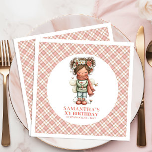 Charming Pink Floral Fairy 4th Birthday Party   Napkin