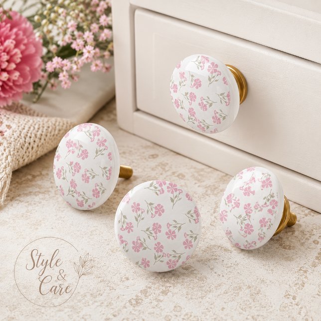 Charming Pink Floral Pattern Ceramic Knob for Deco (Charming Pink Floral Pattern Ceramic Knob for Decor)