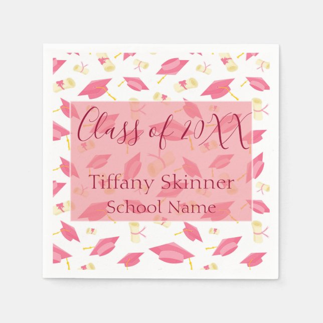 Charming Pink Graduate Napkin (Front)