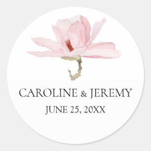 Charming Pink Magnolia Wedding Classic Round Sticker