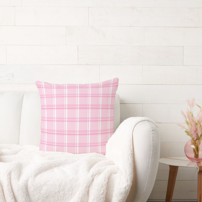 Charming Pink Plaid Cushion (Couch)