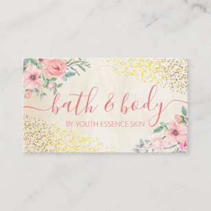 Charming Pink Rose Bath & Body Spa Skincare Business Card