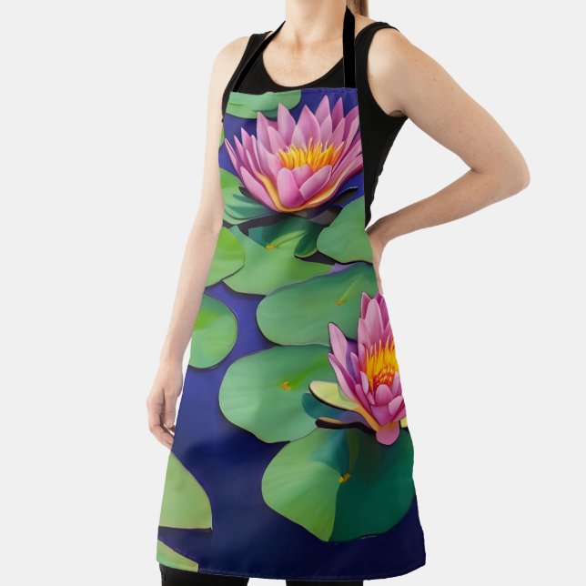 Charming Pink Water Lilies Apron (Insitu)