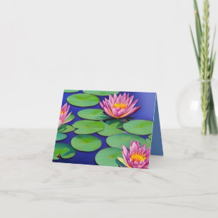 Charming Pink Water Lilies Card
