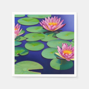 Charming Pink Water Lilies Napkin