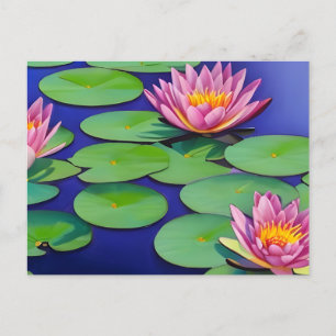 Charming Pink Water Lilies Postcard