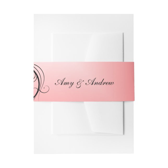 Charming Pink  Wedding Invitation Belly Band (Front Example)
